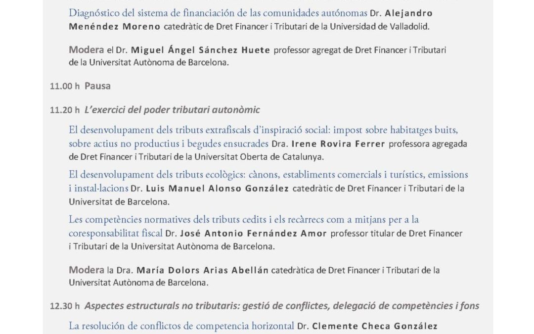 Seminario «Análisis y perspectivas sobre el modelo de financiación autonómica: una visión jurídica»
