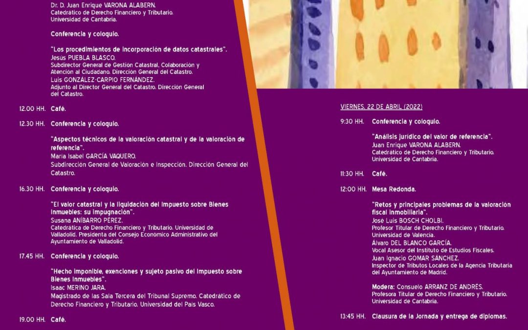 V Jornada Nacional sobre “El valor de referencia, el valor catastral y el impuesto sobre bienes inmuebles”